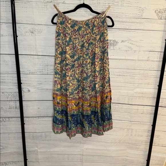 NWOT Women's Floral Tiered Maxi Skirt - Yellow & Teal - Picture 7 of 7